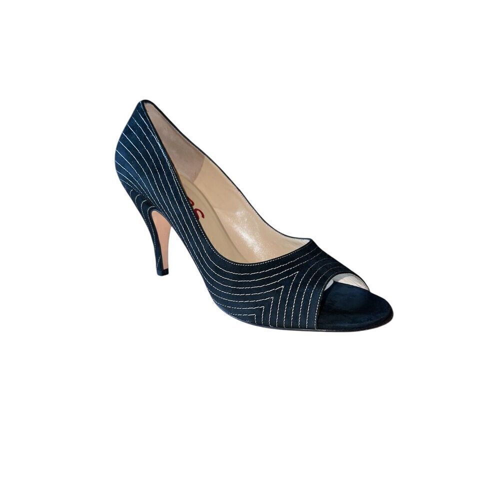 Michael Kors Black Suede Open Toe Chagall Heels Womens Size 10 read description